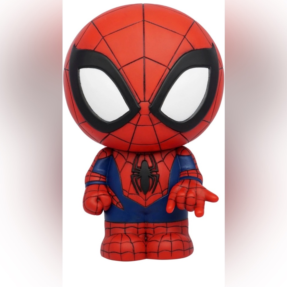 8" Spider Man Coin Bank PVC Plastic Marvel Chibi Style Piggy Bank